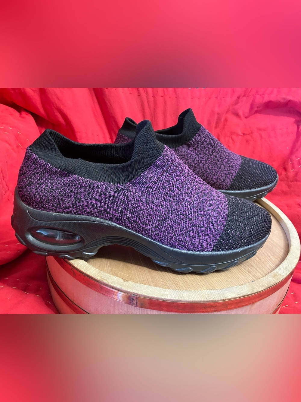 STQ Knit Slip On Comfort Sneakers Purple Black Size EU 43/ US 11.5